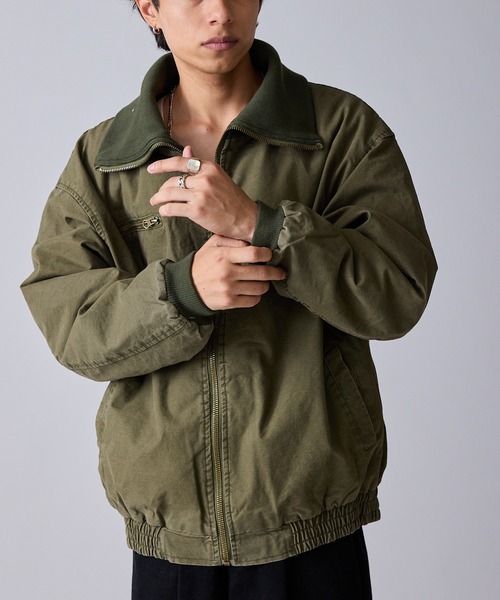 Theater code ブルゾン アウター Rib-Knit High-Neck Full-Zip Cotton