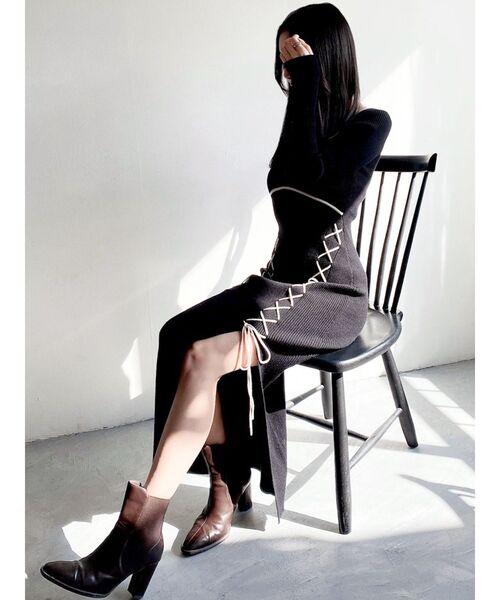 RESEXXY（リゼクシー） ワンピース レースアップタイトニット