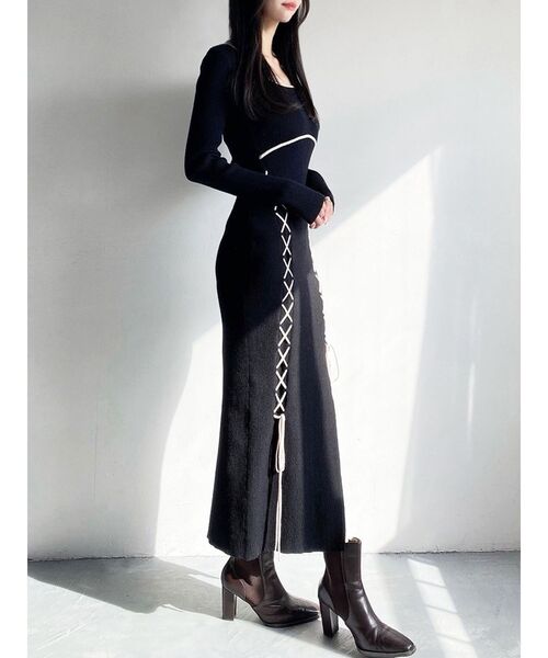 RESEXXY（リゼクシー） ワンピース レースアップタイトニット