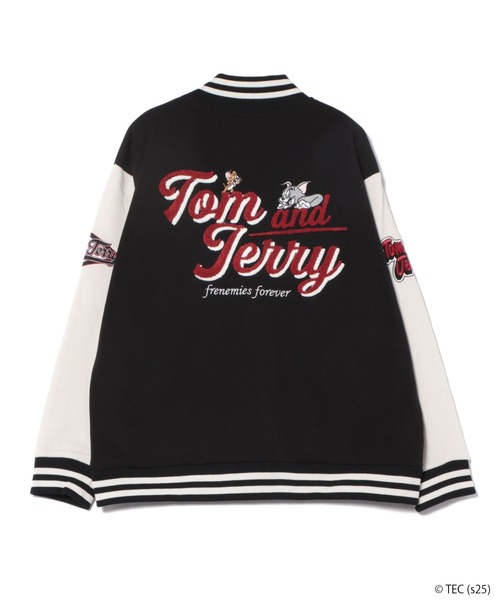 スタジャン 「公式」トムとジェリー 裏起毛サガラ刺繍スタジャン