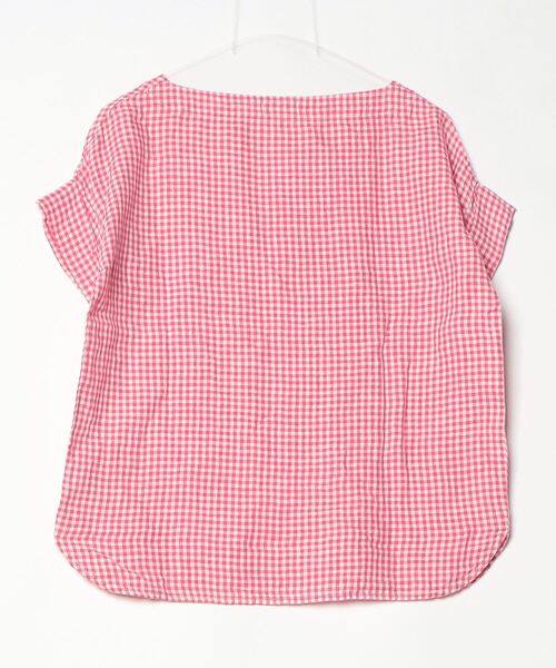 「fog linen work」 チェック柄7分袖ブラウス - ピンク レディース_画像2