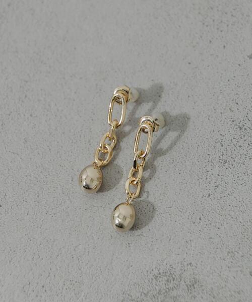 SMELLY（スメリー） ピアス メタルボールドロップチェーンピアス 