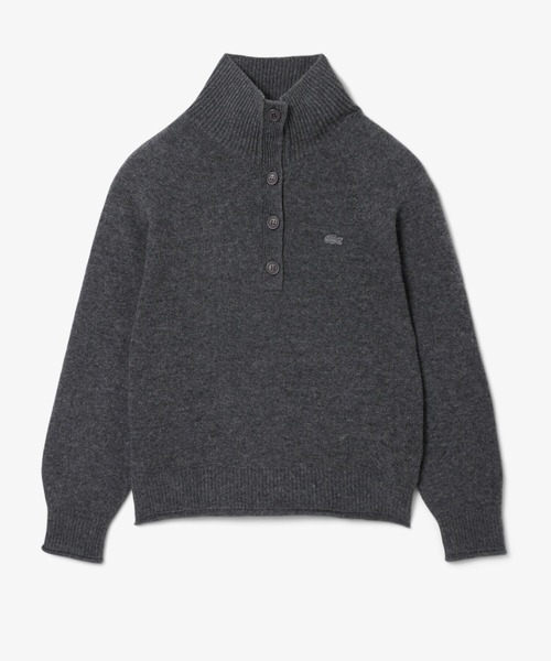 【未開封/Sサイズ 】 LACOSTE 2020ダークグレー ニットセーター LACOSTE（ラコステ） ニット セーター 3Dニッティングハーフボタン