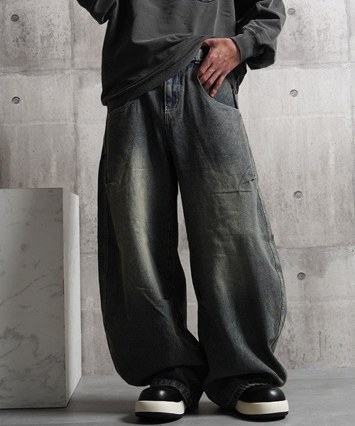 Damaged Barrel Leg Jeans ダメージバレルレッグジーンズ STUDIOUS/ステュディオス】Damaged Barrel Leg Jeans/ダメージバレル