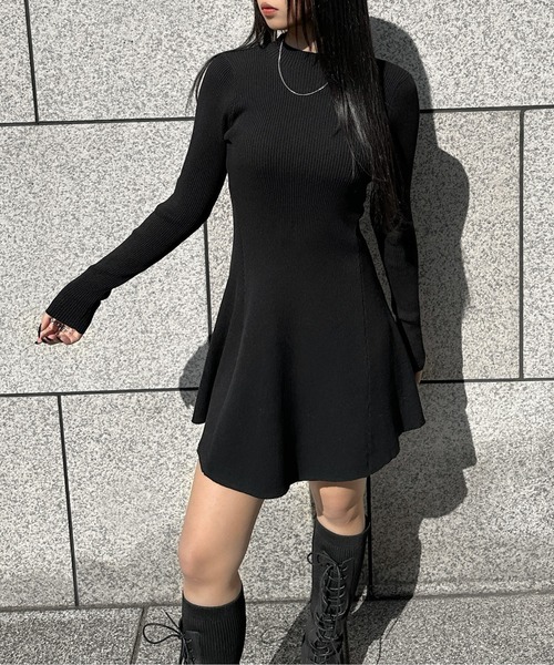 【タグ付き♡未使用】セオリー　リブニットハイネックフレアワンピース　ブラック　P LVEU.（ラブユ） ワンピース 「LVEU.」プチハイネックロングスリーブ