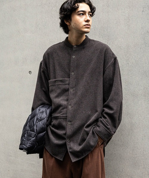 niko and…（ニコアンド） シャツ ワイドポケットバンドシャツ メンズ