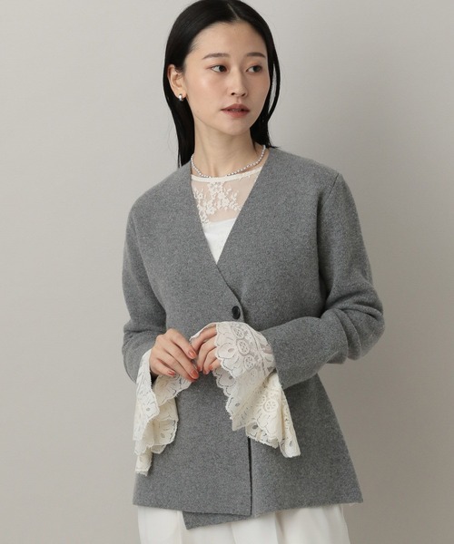 ☆美品バレンシアガ☆◯お上品グレー◯ニットジャケット A part by（アパートバイ） ジャケット ノーカラージャケット ウール