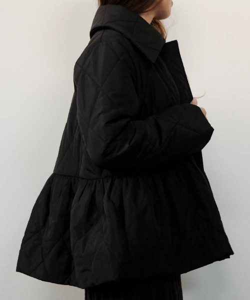 ペプラム　ダウン　コート　ブラック　キルティング コート アウター ダイヤキルトペプラムダウン レディース : ZOZOTOWN
