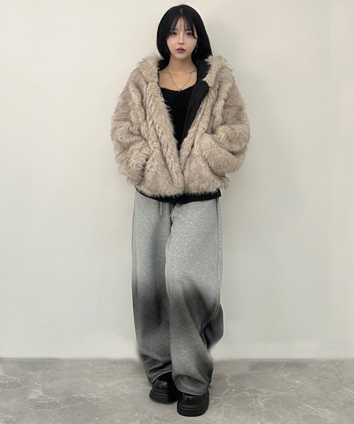 リバーシブルフェイクファーブルゾン 新品 FOLLOWIN（フォロウィン） ブルゾン アウター 2WAYリバーシブル