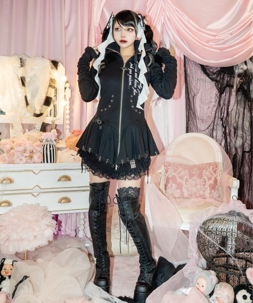 AVENCHUMU パーカー Pleated devil zip hoodie レディース : ZOZOTOWN