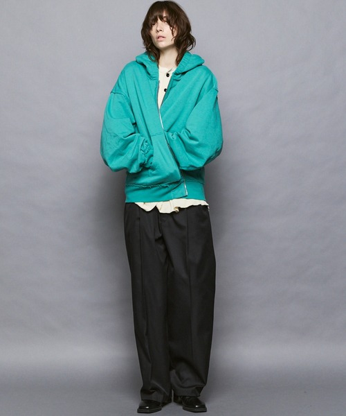 MAISON SPECIAL ネイビー フード付きジップアップパーカー MAISON SPECIAL(メゾンスペシャル) ジップアップショートパーカー