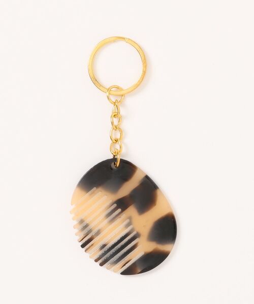 じゃらじゃら  ヘアゴム  ベージュ×べっ甲風+くすみブルーハートチャーム♡ TONE SELECT GOODS チャーム pur chouchou/べっ甲 ミニコーム チャーム