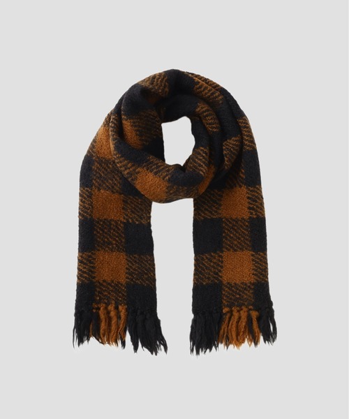 MHL. 黒 ウール　マフラー MHL.（エムエイチエル） ストール マフラー CHUNKY WOOL CHECK SCARF