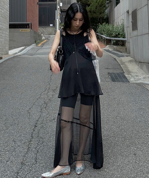 AMERI VINTAGE 星 シアー シャツ インナー キャミ付き アメリ Ameri（アメリ） キャミソール AIRY SHEER LACE CAMISOLE : ZOZOTOWN