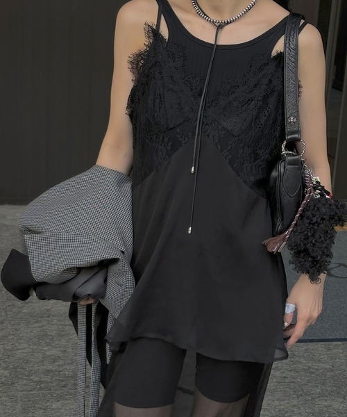 Ameri（アメリ） キャミソール AIRY SHEER LACE CAMISOLE : ZOZOTOWN