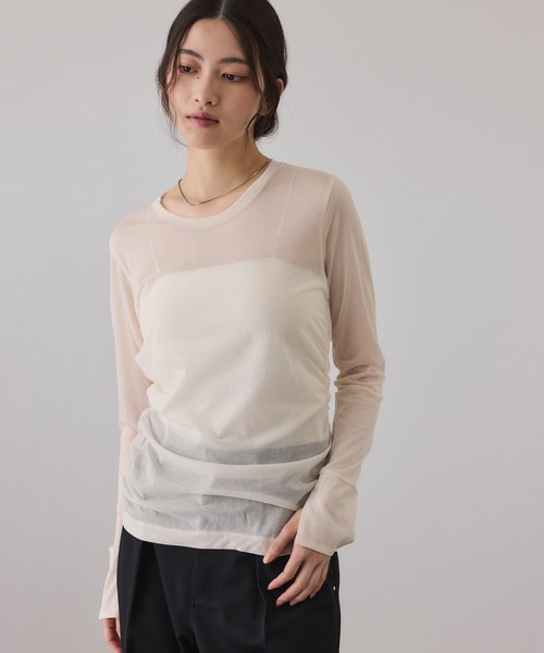 ADAM ET ROPE'（アダムエロペ） tシャツ シアークルーネックトップス