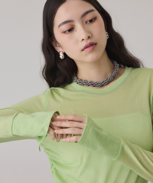 ADAM ET ROPE'（アダムエロペ） tシャツ シアークルーネックトップス