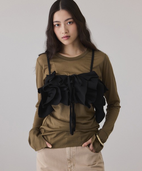 ADAM ET ROPE'（アダムエロペ） tシャツ シアークルーネックトップス