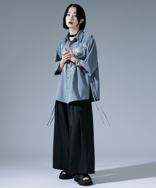 「Ellno Loset」 7分袖シャツ MEDIUM オフホワイト メンズ_画像8
