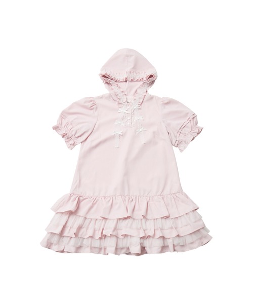 Lolime by mellfy memory ワンピース 半袖 hooded frill ruffle mini
