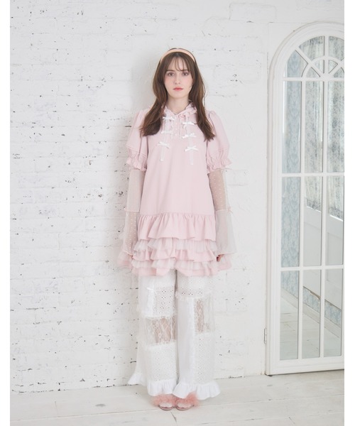 Lolime by mellfy memory ワンピース 半袖 hooded frill ruffle mini