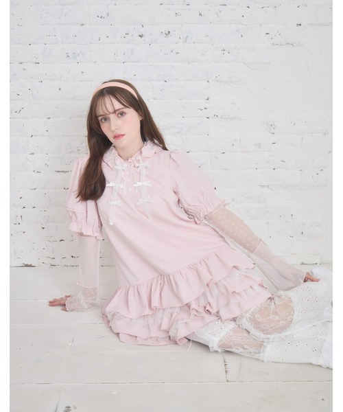 Lolime by mellfy memory ワンピース 半袖 hooded frill ruffle mini