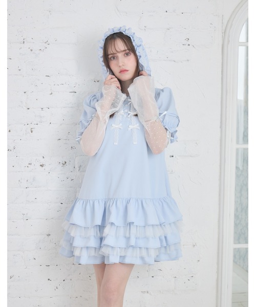 Lolime by mellfy memory ワンピース 半袖 hooded frill ruffle mini