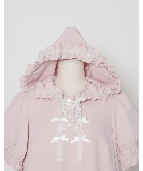 Lolime by mellfy memory ワンピース 半袖 hooded frill ruffle mini