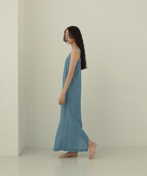 「TINA:JOJUN」 半袖ワンピース M インディゴブルー レディース_画像7