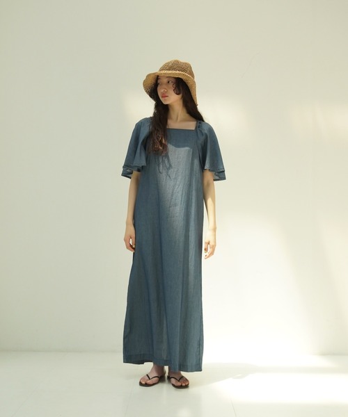 「TINA:JOJUN」 半袖ワンピース M インディゴブルー レディース_画像9