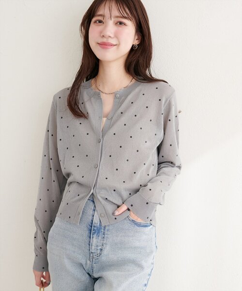 natural couture カーディガン ドットシアーカーディガン レディース