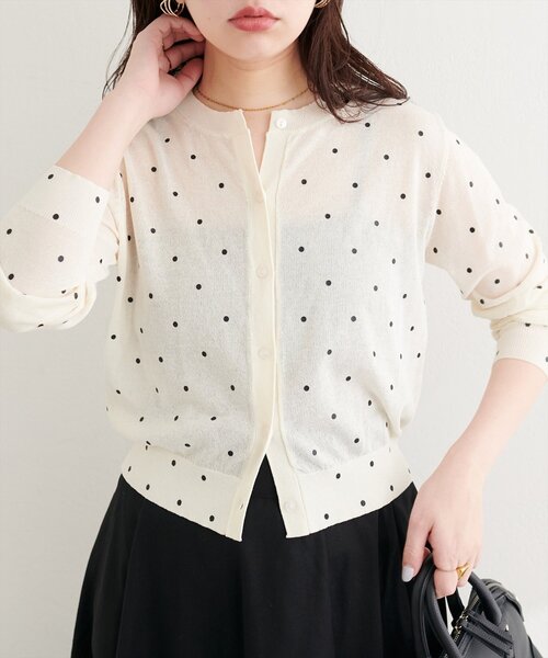 natural couture カーディガン ドットシアーカーディガン レディース