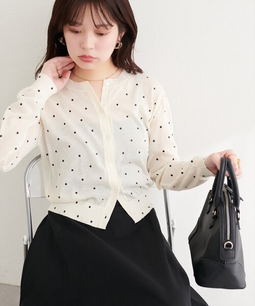 natural couture カーディガン ドットシアーカーディガン レディース