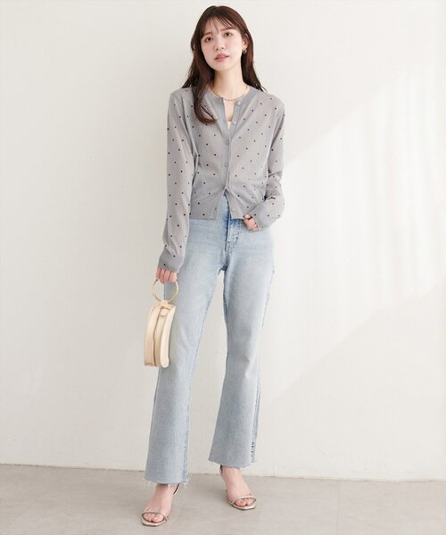 natural couture カーディガン ドットシアーカーディガン レディース