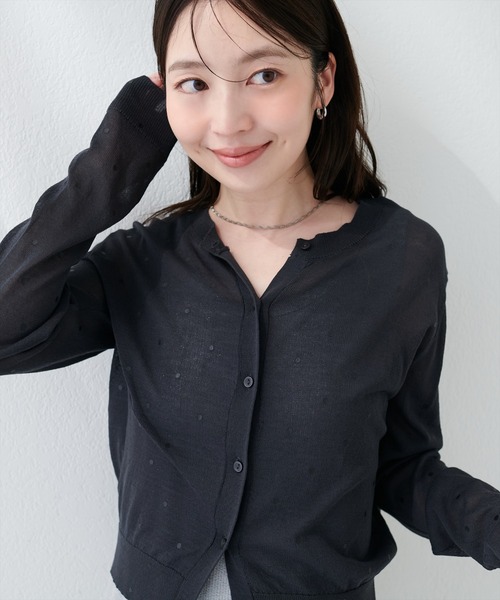 natural couture カーディガン ドットシアーカーディガン レディース