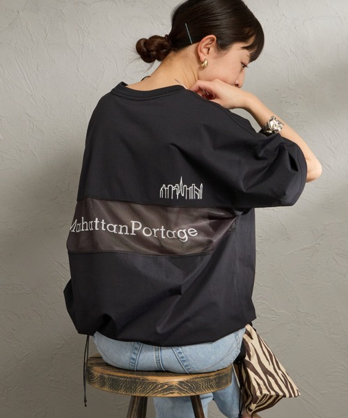 tシャツ 「MANHATTAN PORTAGE/マンハッタンポーテージ」 別注 メッシュ切替 バックプリントTシャツ「追加」 レディース メンズの画像