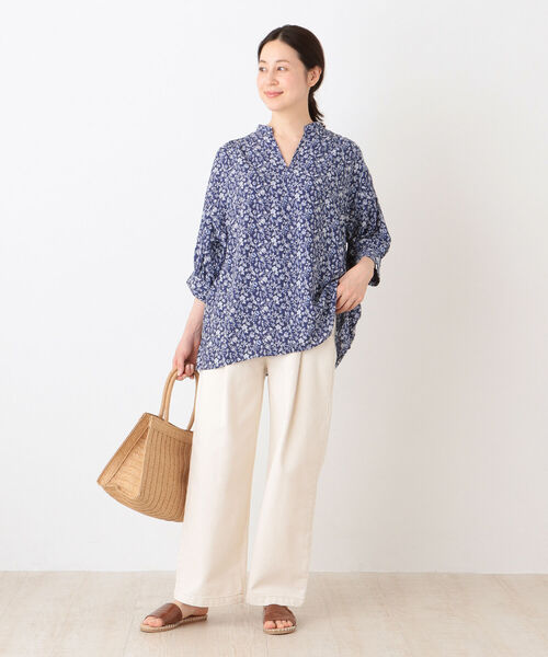 「Afternoon Tea」 7分袖ブラウス MEDIUM ブルー レディース_画像4