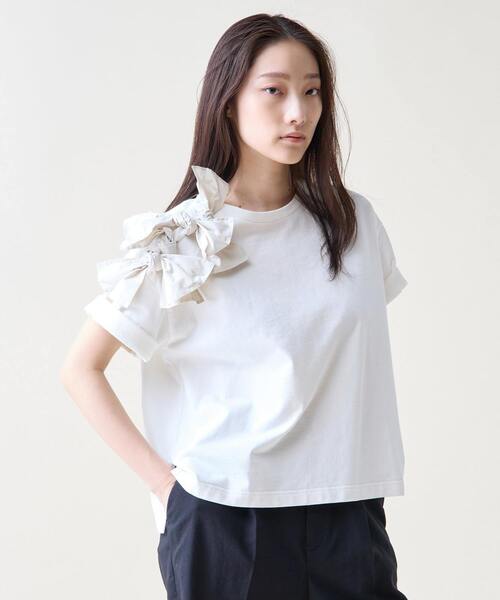 Tiara（ティアラ） tシャツ 半袖 ショルダーリボンTシャツ レディース