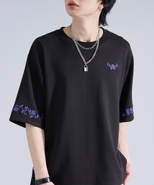 Ellno Loset（エルノロゼット） tシャツ 「機能性付き」ローズ刺繍