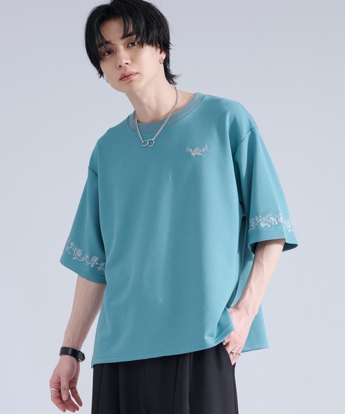 Ellno Loset（エルノロゼット） tシャツ 「機能性付き」ローズ刺繍