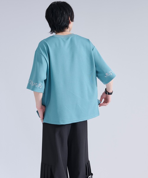 Ellno Loset（エルノロゼット） tシャツ 「機能性付き」ローズ刺繍