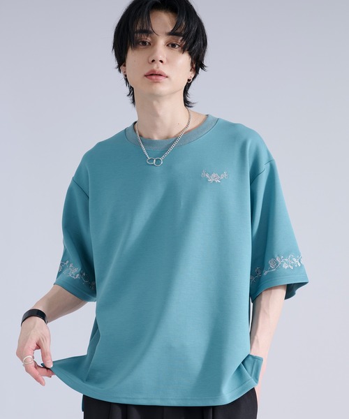 Ellno Loset（エルノロゼット） tシャツ 「機能性付き」ローズ刺繍