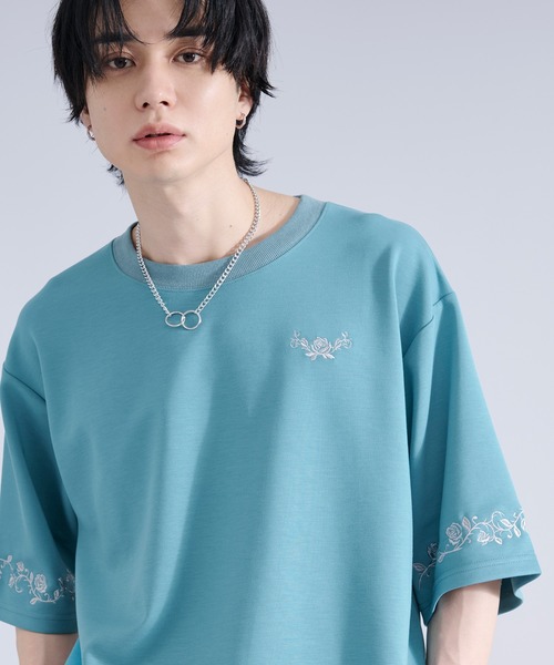Ellno Loset（エルノロゼット） tシャツ 「機能性付き」ローズ刺繍