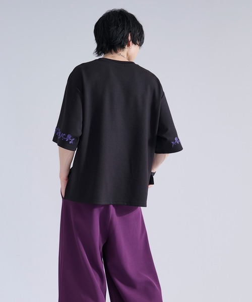 Ellno Loset（エルノロゼット） tシャツ 「機能性付き」ローズ刺繍