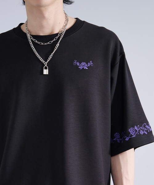 Ellno Loset（エルノロゼット） tシャツ 「機能性付き」ローズ刺繍