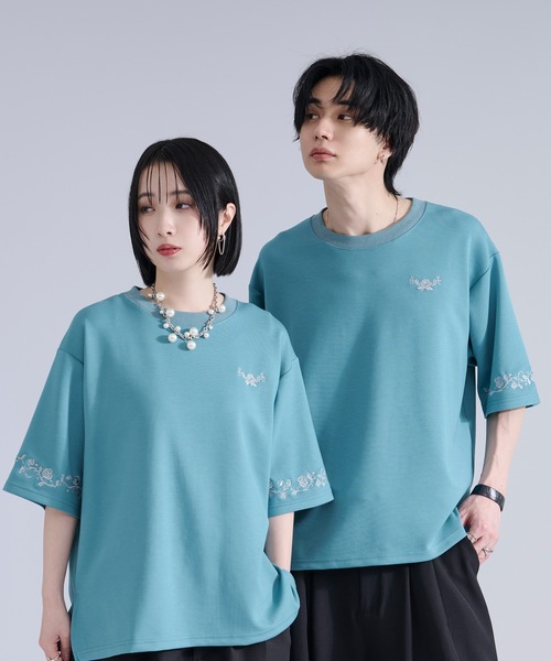 Ellno Loset（エルノロゼット） tシャツ 「機能性付き」ローズ刺繍