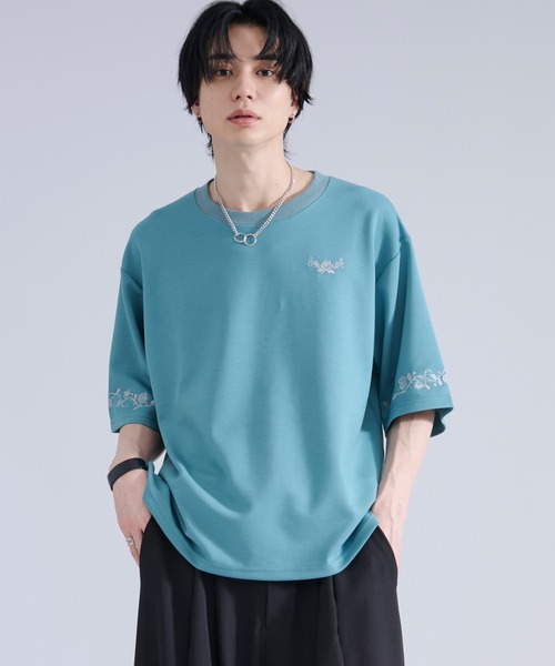 Ellno Loset（エルノロゼット） tシャツ 「機能性付き」ローズ刺繍