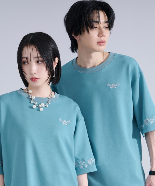 Ellno Loset（エルノロゼット） tシャツ 「機能性付き」ローズ刺繍