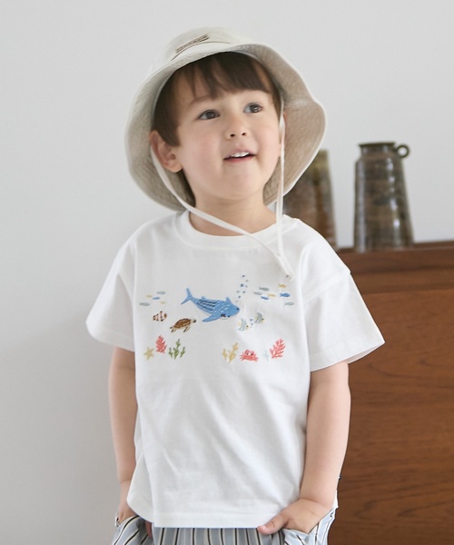 petit main tシャツ 「接触冷感」海の生き物刺しゅうTシャツ キッズ