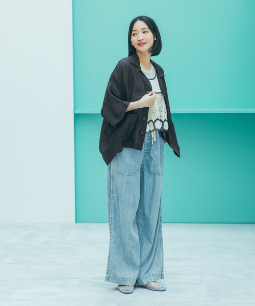 ブラウス シャツ ラミーシアーワークシャツジャケット レディースの画像